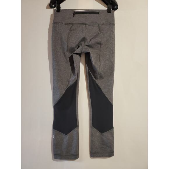 Lululemon Pace Rival Crop 22" Heathered Gray Black Leggings Womens 4 Activewear - Picture 6 of 13